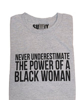 NEVER UNDERESTIMATE THE POWER OF A BLACK WOMAN T-SHIRT